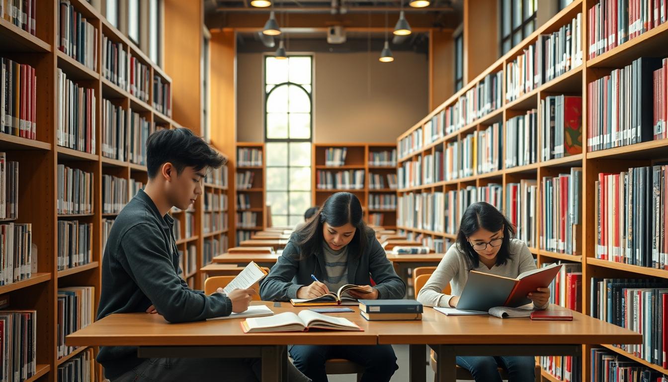 Students collaborating in study space
